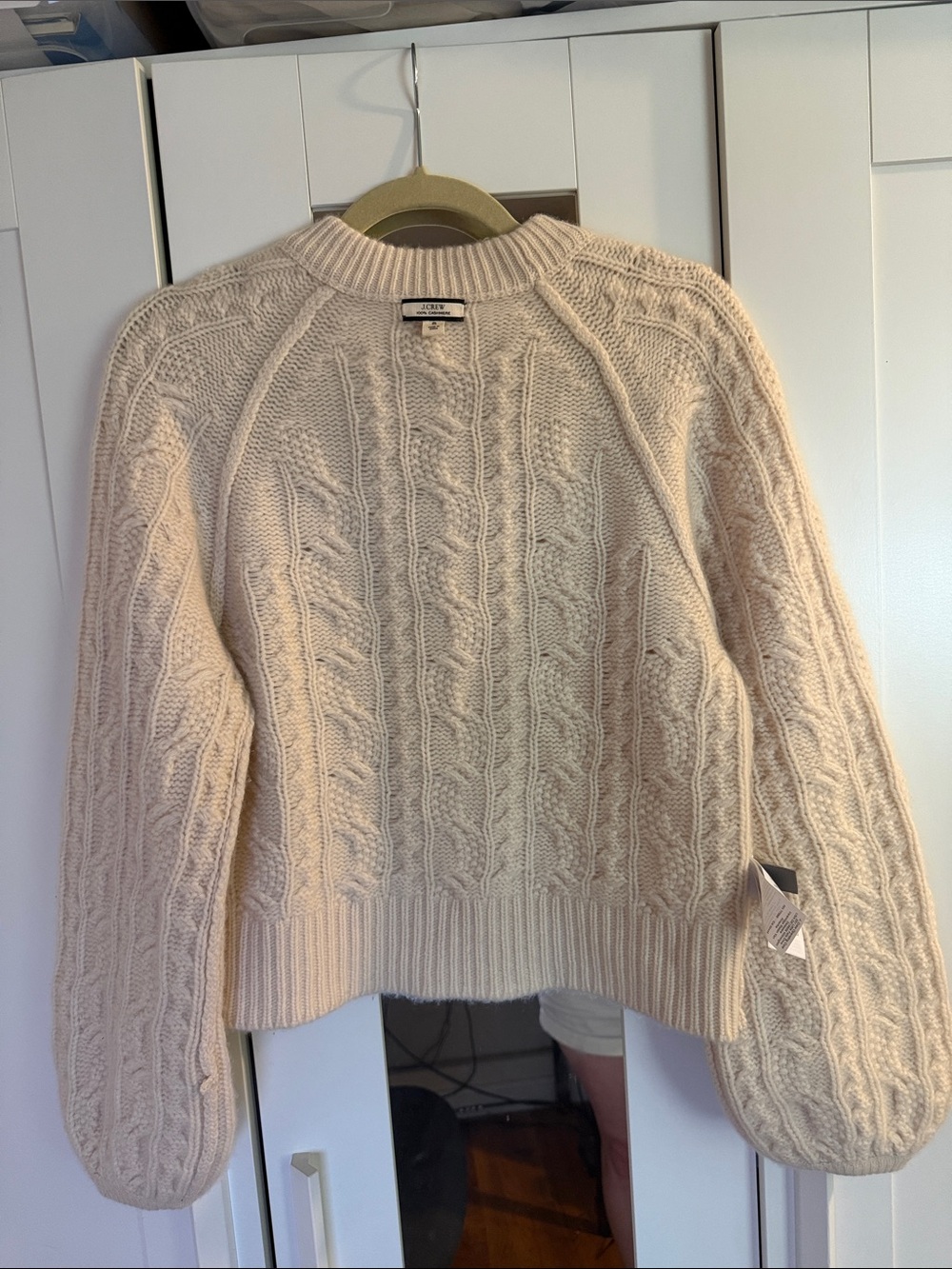 J. Crew Cream Cable-Knit Crewneck Sweater